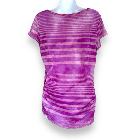 Motherhood Maternity Purple Striped Tee Large - Casual, Stylish Maternity Wear - Picture 6 of 7